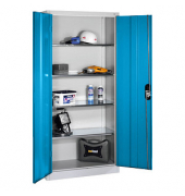 Stahlschrank 08920-00 S10096 lichtblau, lichtgrau 93,0 x 40,0 x 195,0 cm, aufgebaut